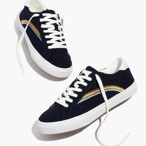 Madewell Women's Sidewalk Low-Top Sneakers W/Embroidered Rainbow, Sz 8.5